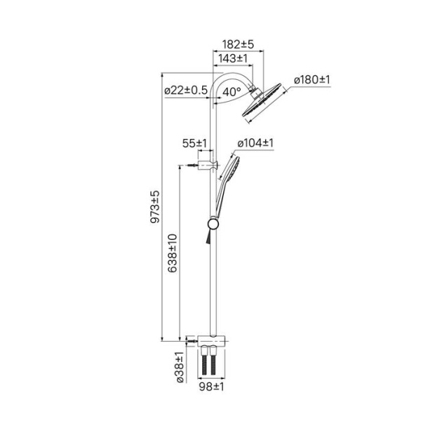 Душевой гарнитур с верхней лейкой, IDDIS Zodiac ZODSB1Fi76, хром